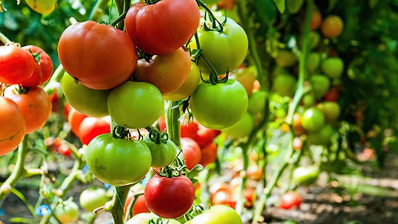 Оранжерия с домати, табела с надпис „Tuta absoluta“ и флакон с растителнозащитен продукт – символ на целевата подкрепа
